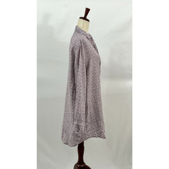 FRANK & EILEEN Sz L Large Blue Red Floral Mary Shirt Dress Linen Long Sleeve - Picture 7 of 10